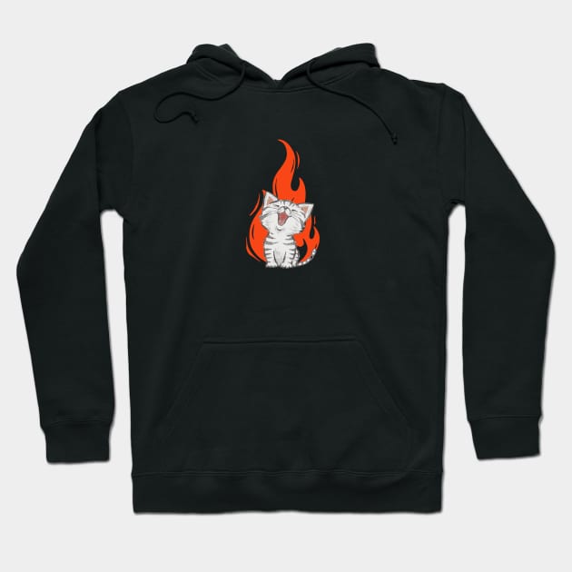 Cat in Fire Hoodie by NotLikeOthers